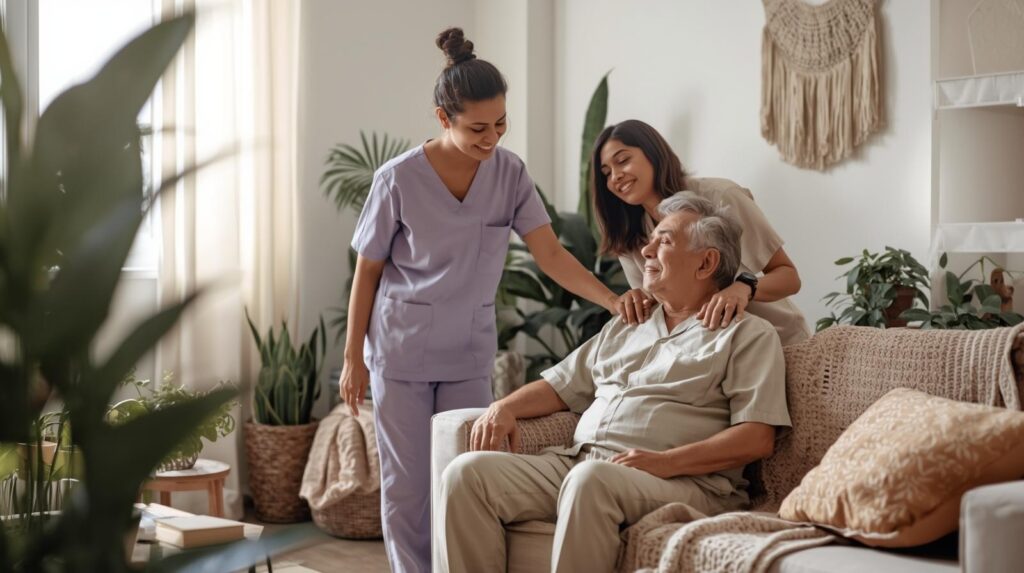 staff scrubs man wheelchair